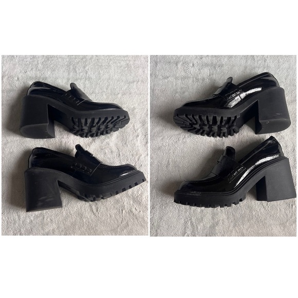 A New Day Hudson Platform Patent Leather Chunky Heel Goth Loafer Jet Black 9.5 - Picture 5 of 13